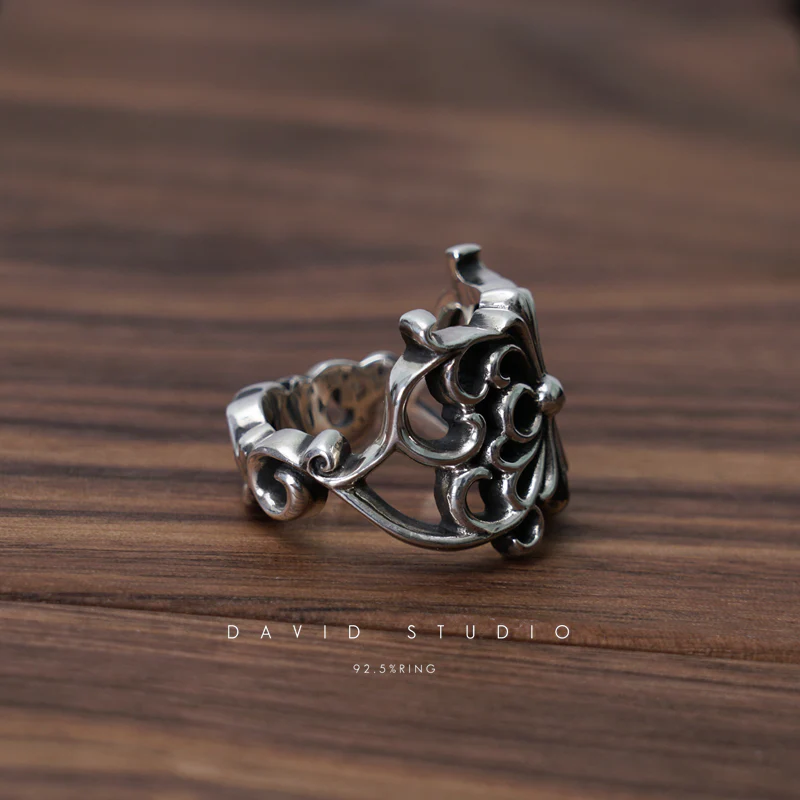 CHROME HEARTS BUTTERFLY FLORAL CROSS RING