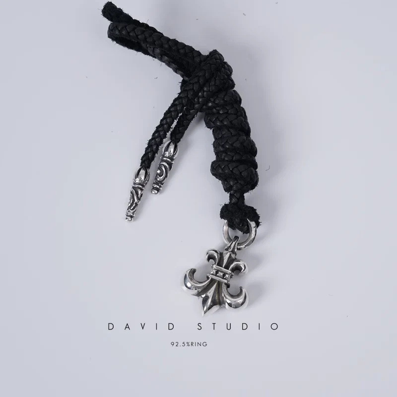 CHROME HEARTS BS FLEUR CHARM – LEATHER BRAID