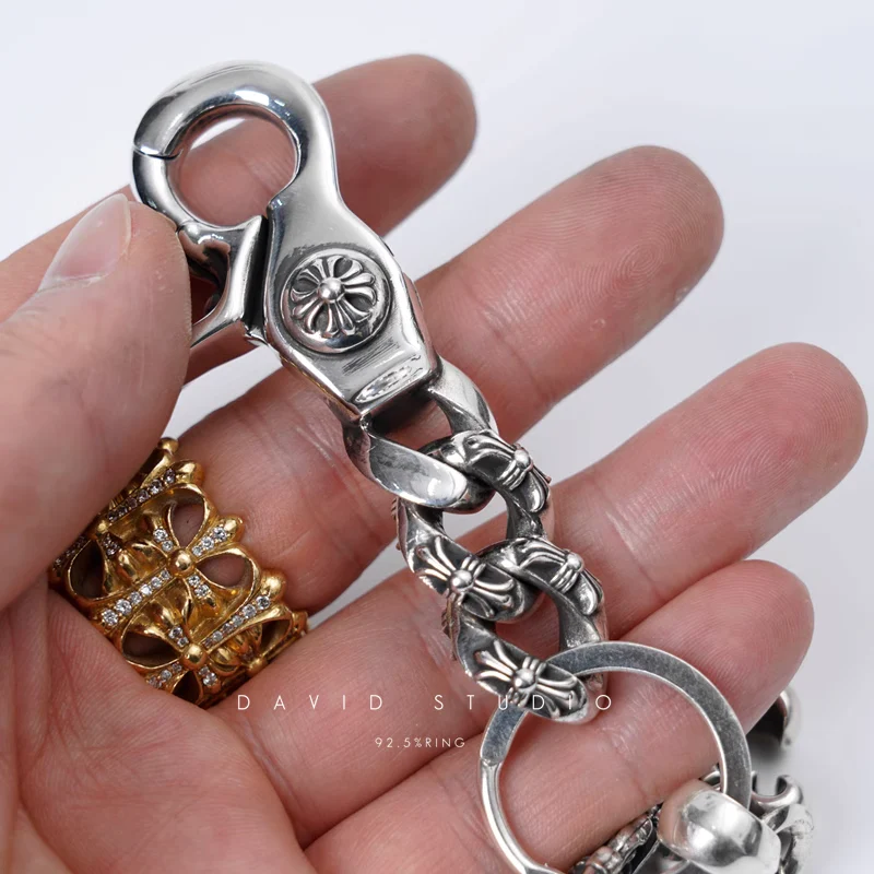 CHROME HEARTS FANCY LINK KEY CHAIN WITH BS FLEUR AND DAGGER KEY RING