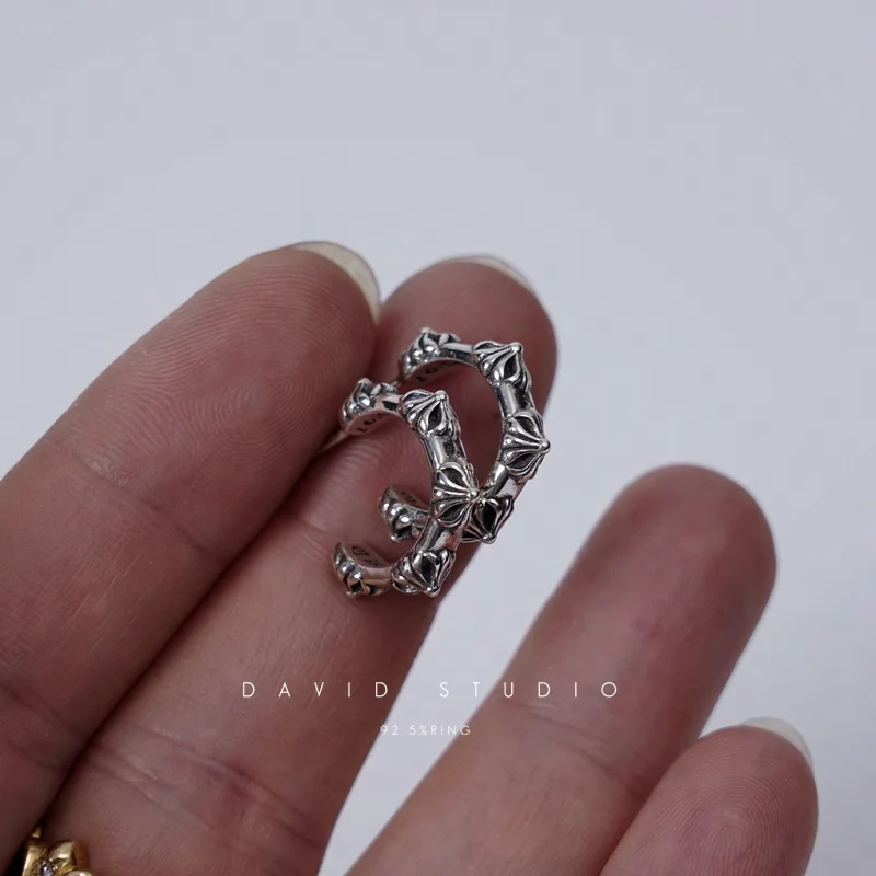 CHROME HEARTS CROSS HOOP EARRING