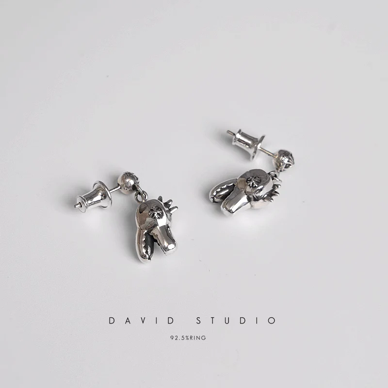 CHROME HEARTS GODZILLA DINOSAUR DROP EARRINGS