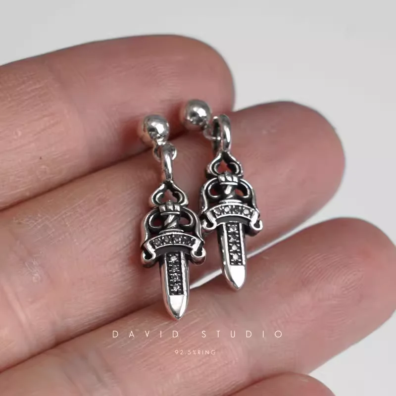 CHROME HEARTS DAGGER DROP EARRING WITH DIAMOND