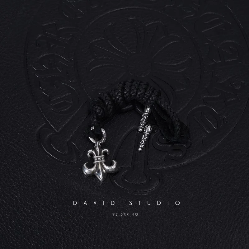 CHROME HEARTS BS FLEUR CHARM – LEATHER BRAID
