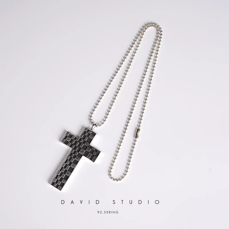 CHESSBOARD CROSS PENDANT – BALL CHAIN