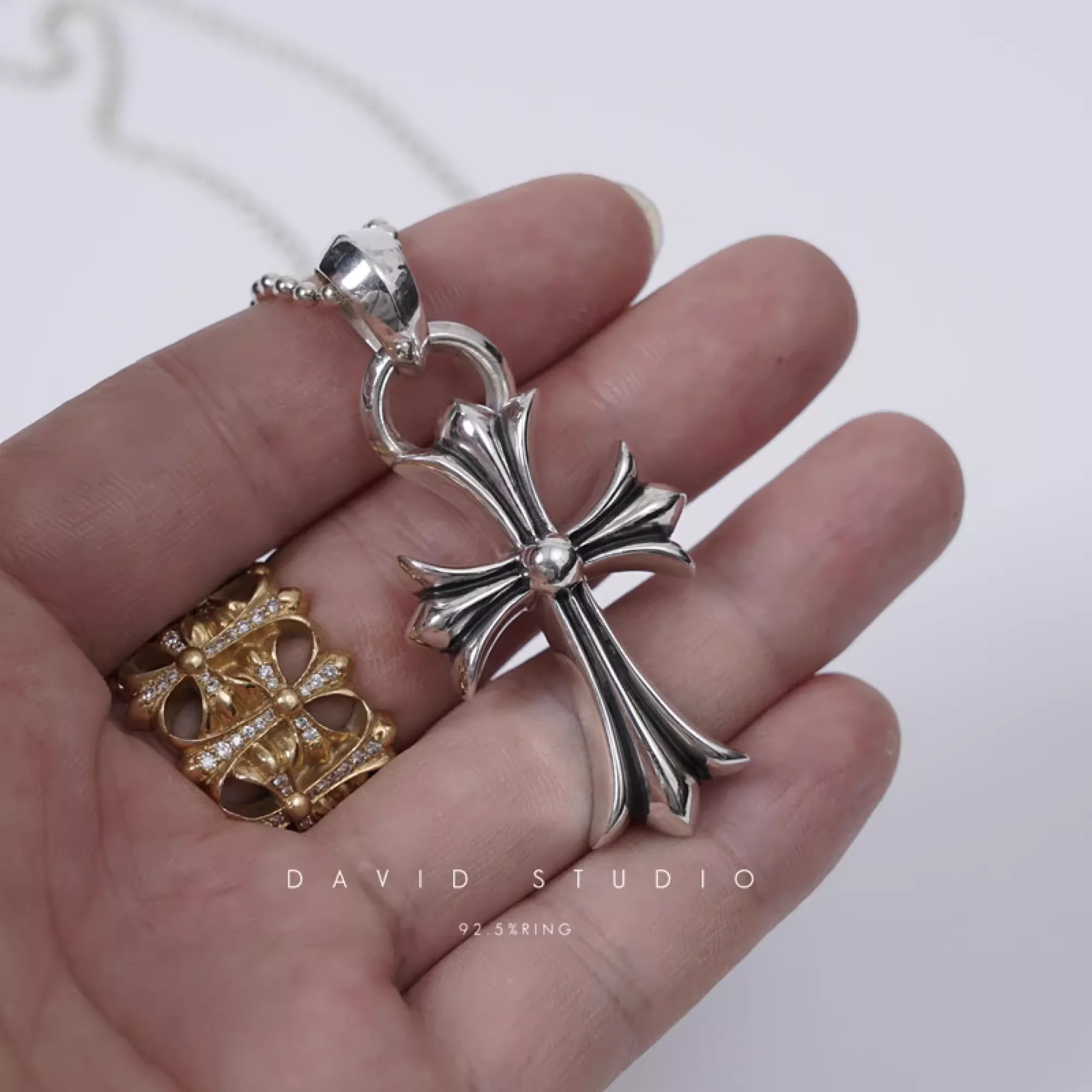 SMALL CROSS PENDANT WITH BAIL – BALL CHAIN