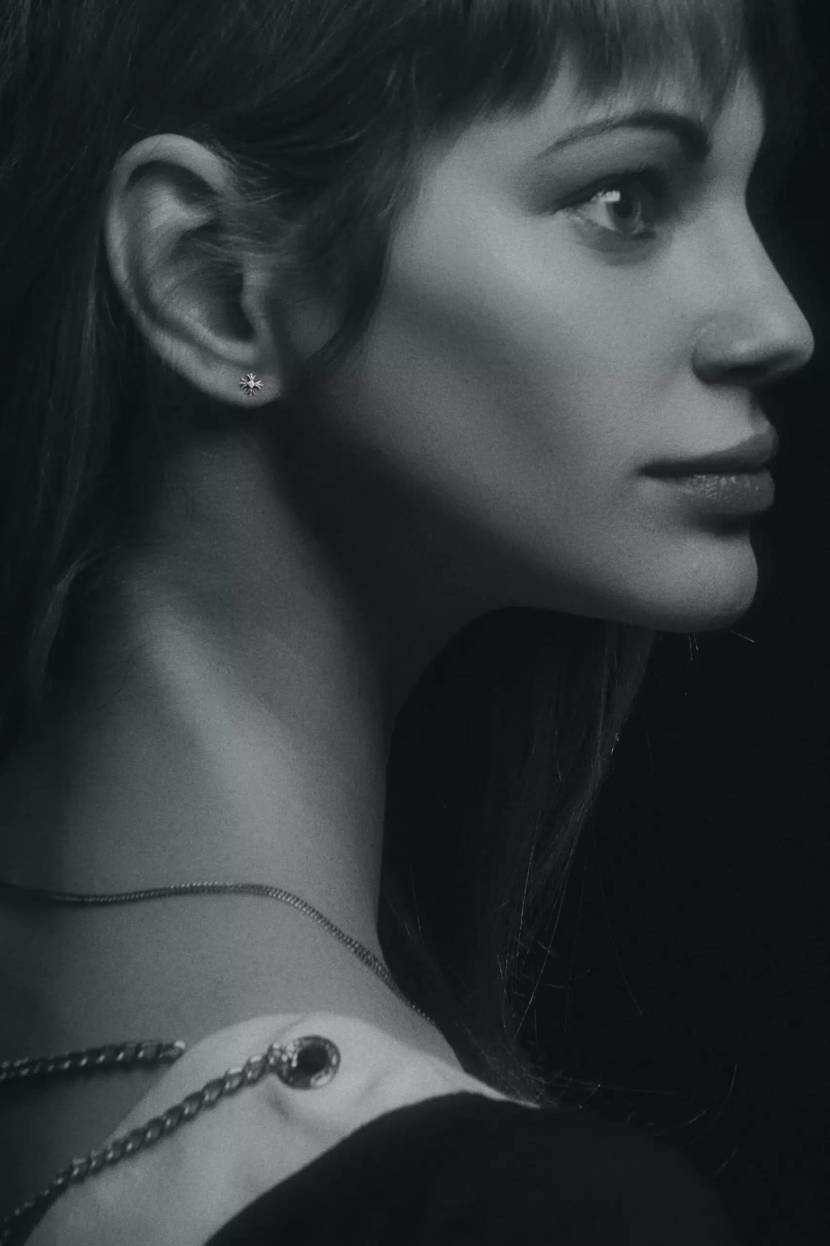 CHROME HEARTS CH PLUS STUD EARRINGS WITH DIAMONDS