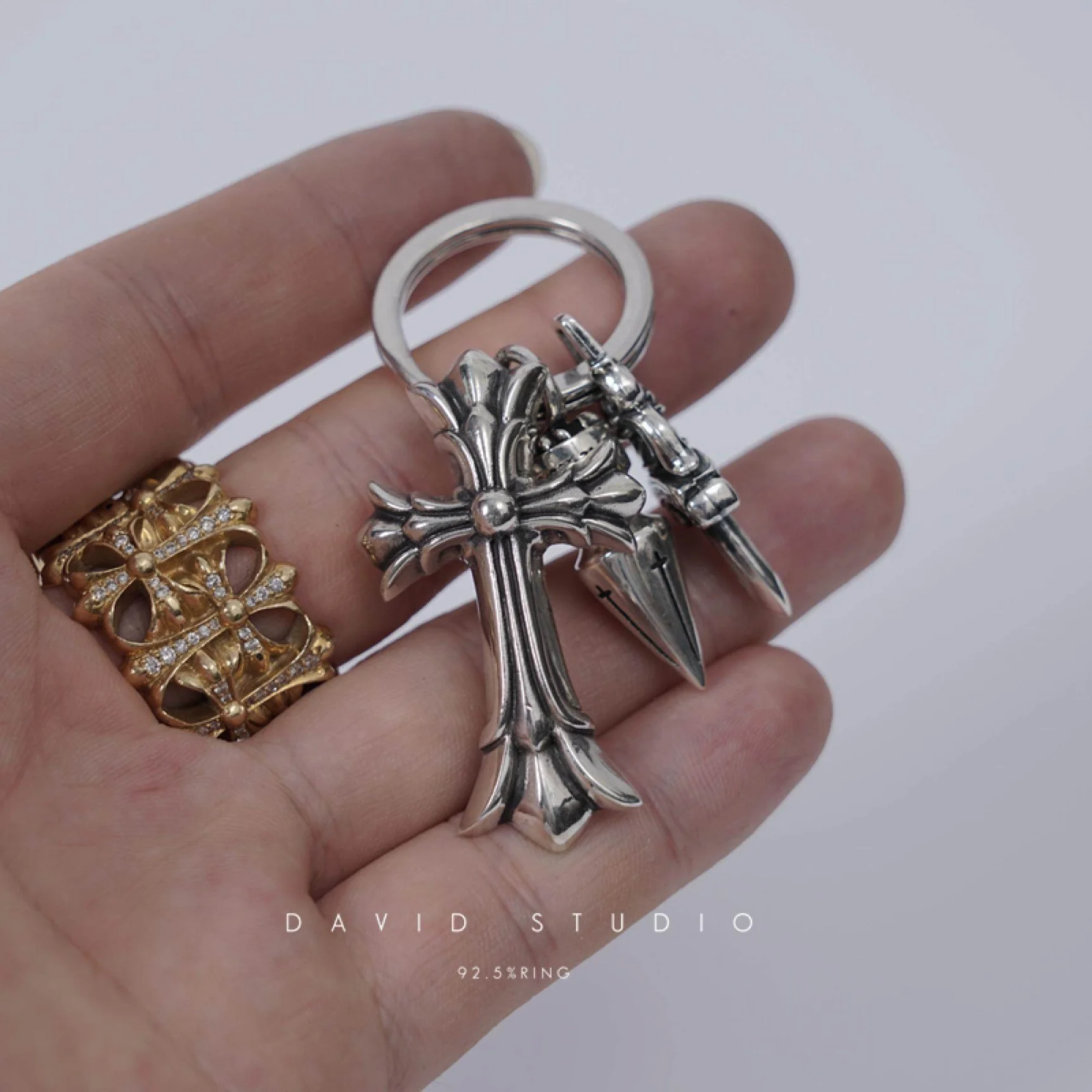 CHROME HEARTS DOUBLE CROSS MULTI KEY RING