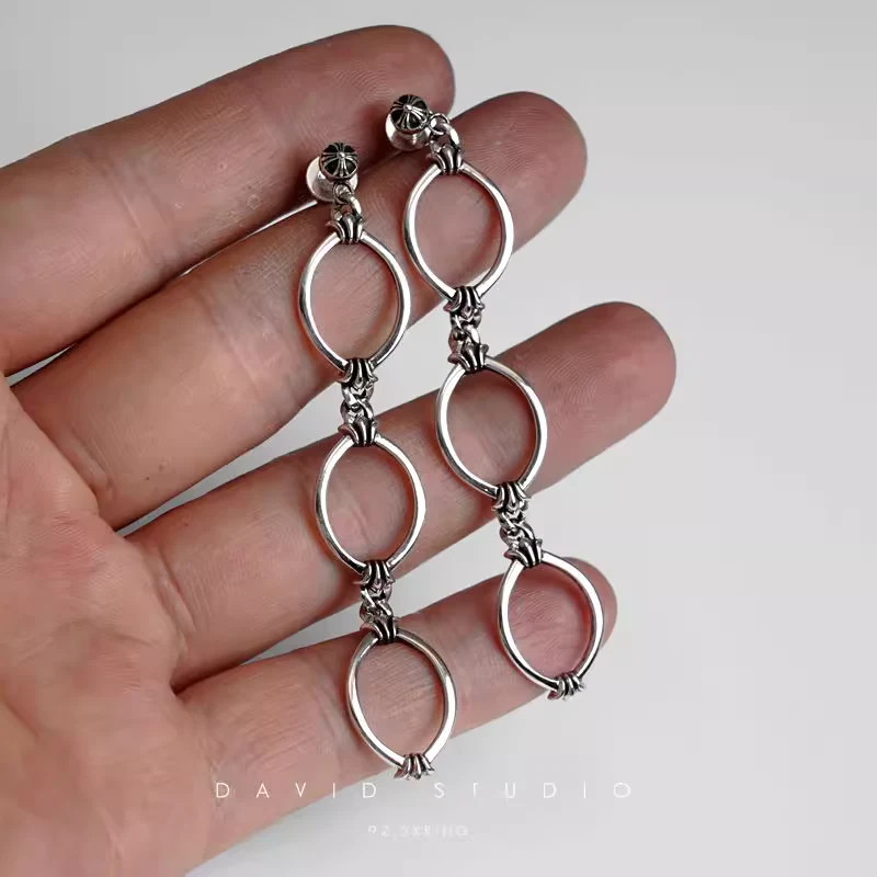 CHROME HEARTS TRIPLE DROP HOOP EARRING
