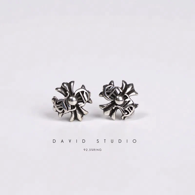CHROME HEARTS CH LOGO PLUS STUD EARRINGS
