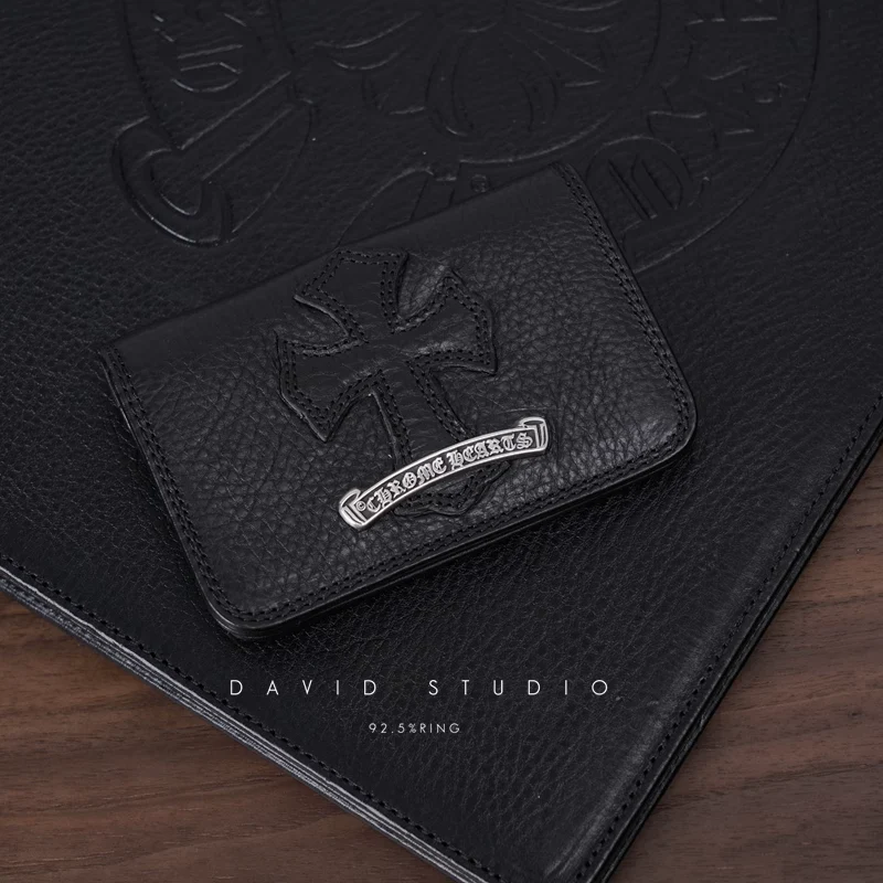 CHROME HEARTS BIFOLD LEATHER BLACK WALLET