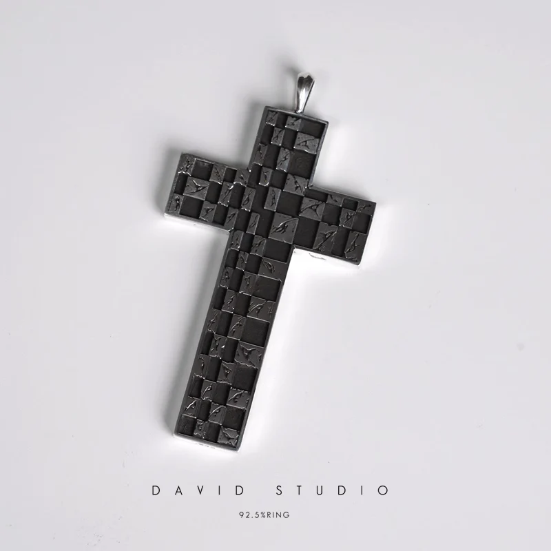 CHROME HEARTS CHESSBOARD CROSS PENDANT