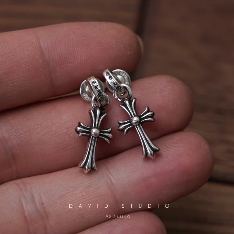 CHROME HEARTS CROSS BABYFAT DROP EARRINGS