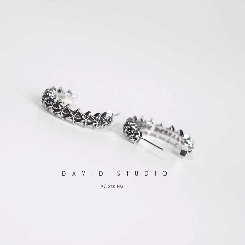 CHROME HEARTS 5 SIDED STAR HOOP EARRINGS