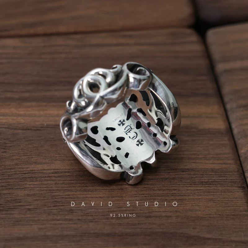 CHROME HEARTS BUTTERFLY FLORAL CROSS RING
