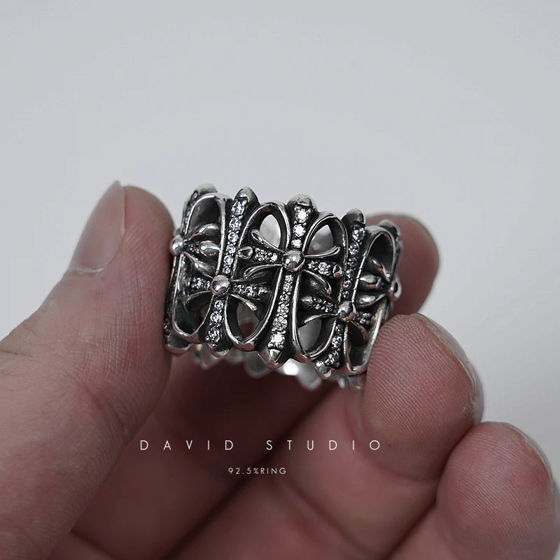 CHROME HEARTS CEMETERY RING WITH DIAMONDS