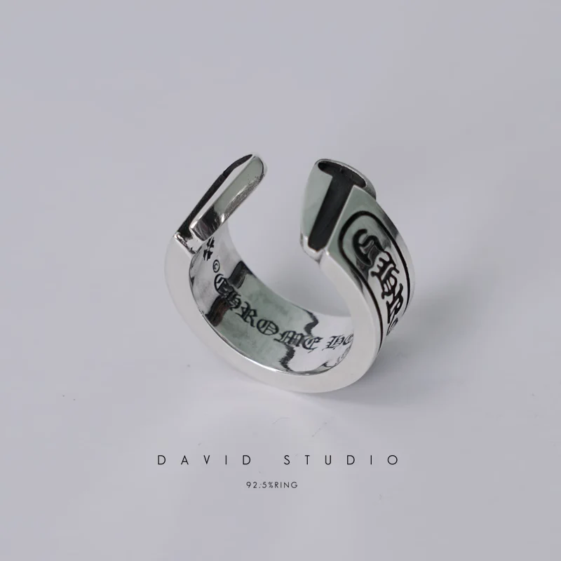 CHROME HEARTS SCROLL LABEL RING