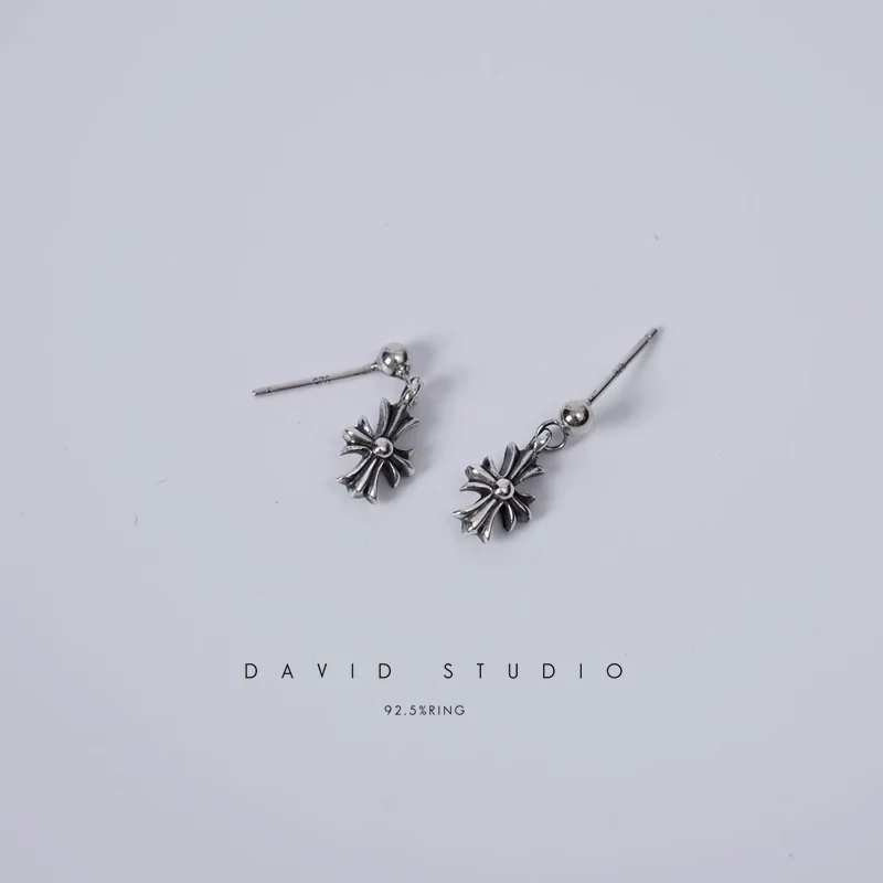 CHROME HEARTS TINY E CH PLUS DROP EARRINGS