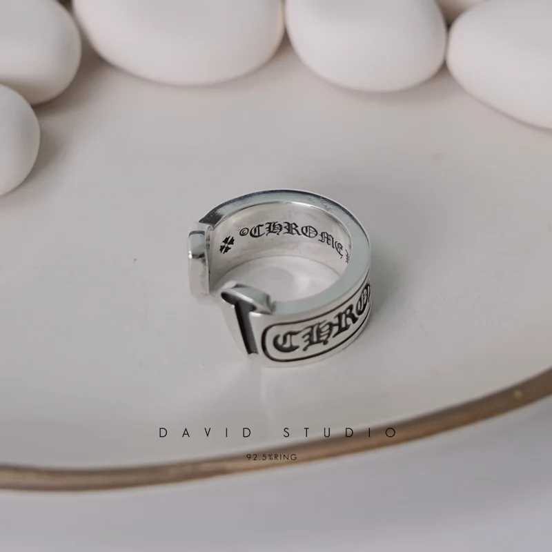 CHROME HEARTS SCROLL LABEL RING