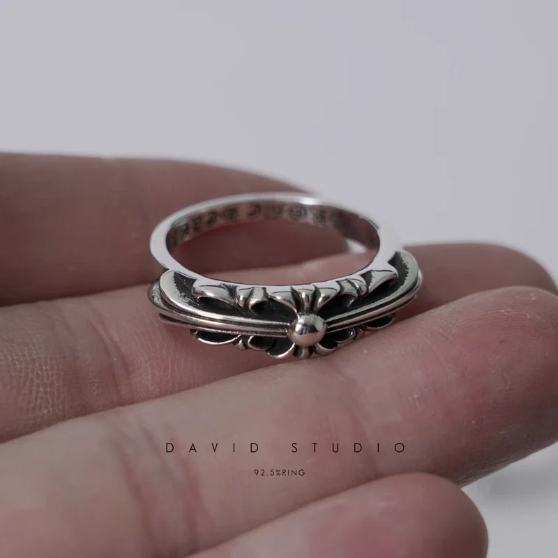 CHROME HEARTS BABY CLASSIC FLORAL CROSS/DAGGER/FLEUR TAIL RING