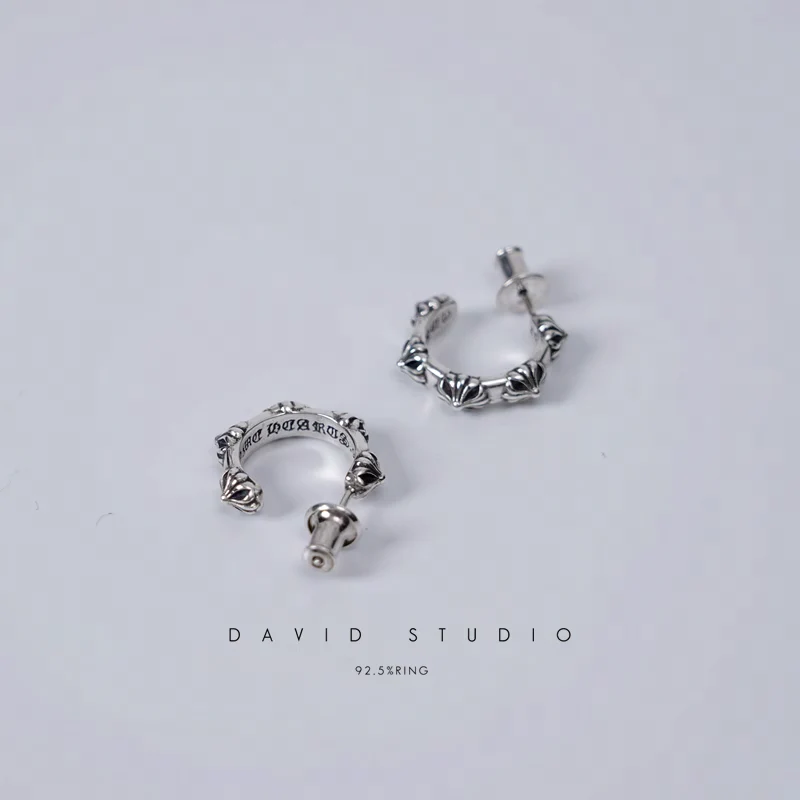 CHROME HEARTS CROSS HOOP EARRING