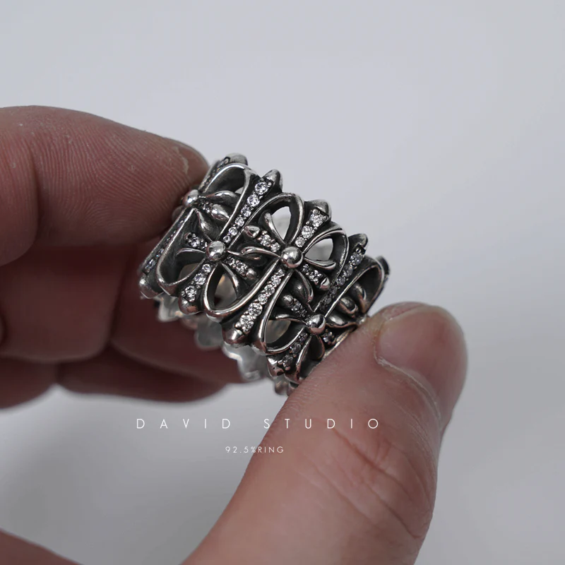 CHROME HEARTS CEMETERY RING WITH DIAMONDS