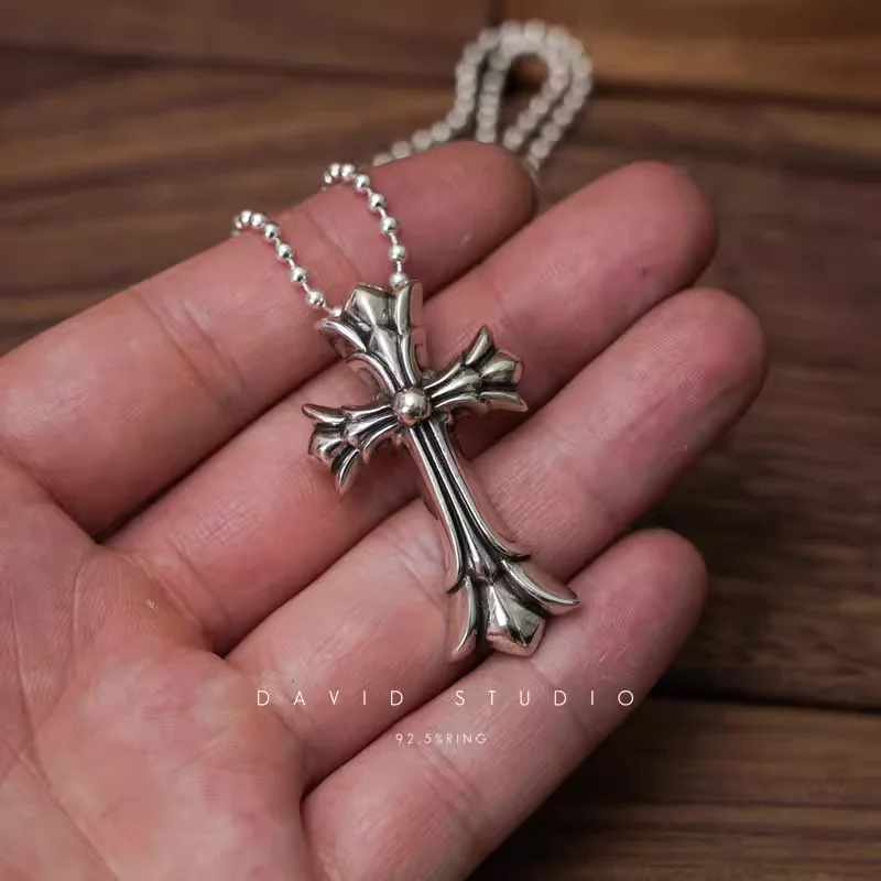 SMALL DOUBLE CROSS PENDANT – BALL CHAIN