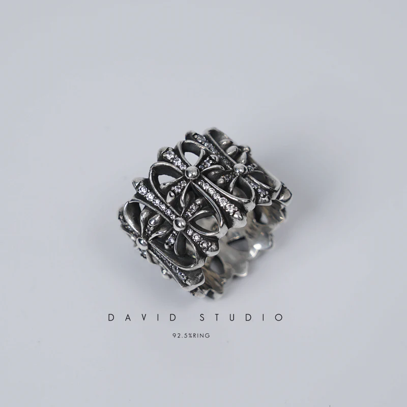 CHROME HEARTS CEMETERY RING WITH DIAMONDS