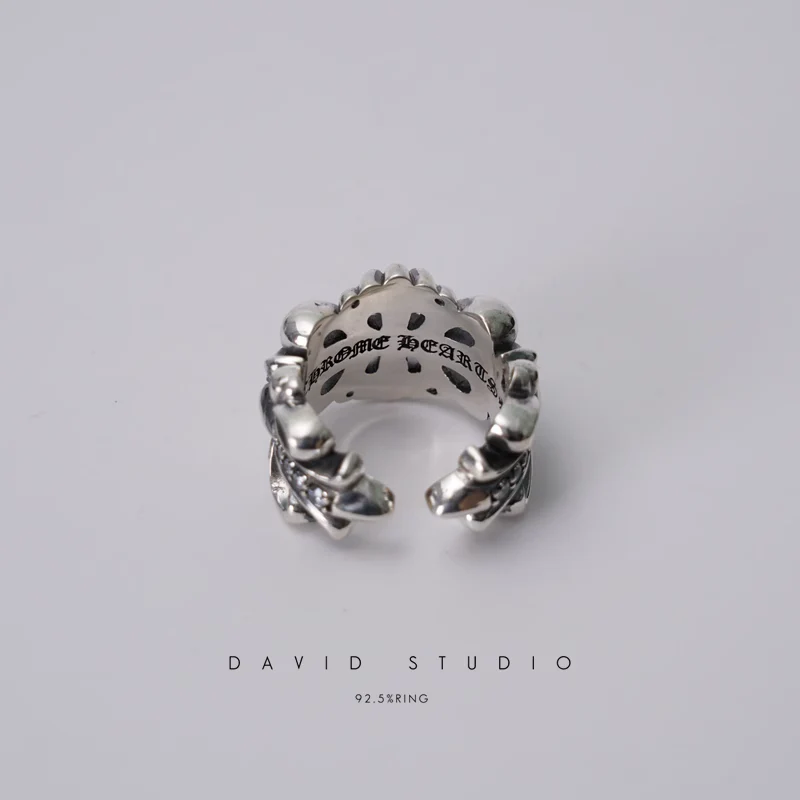 CHROME HEARTS DOUBLE FLORAL RING WITH WHITE DIAMONDS