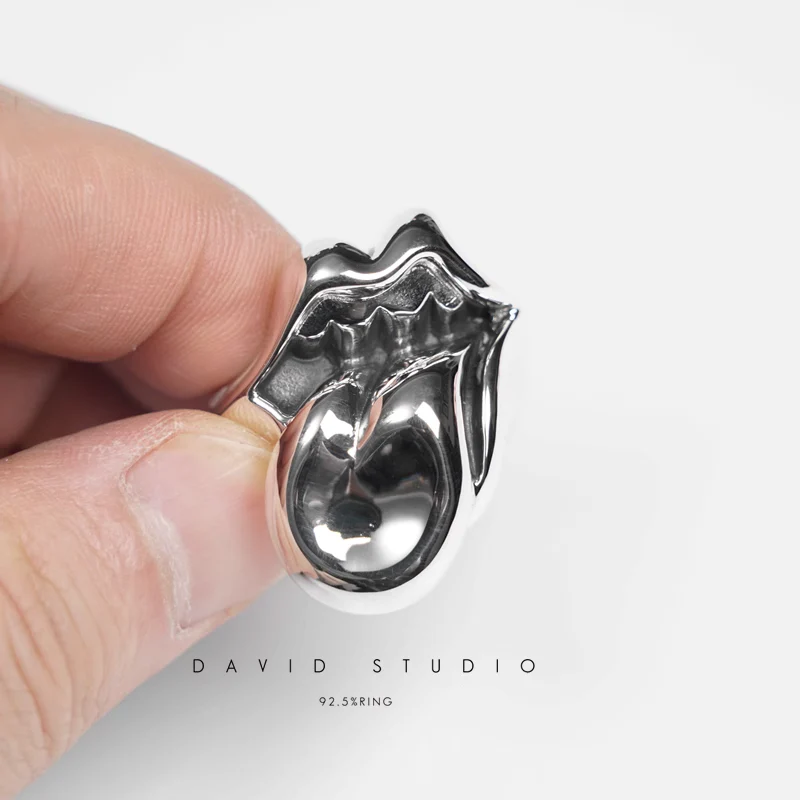 CHROME HEARTS LARGE ROLLING STONES TONGUE RING