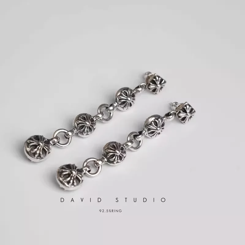 CHROME HEARTS CROSSBALL THREE DROP EARRING