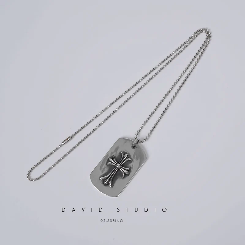 TINY CH CROSS CUTOUT DOG TAG – BALL CHAIN