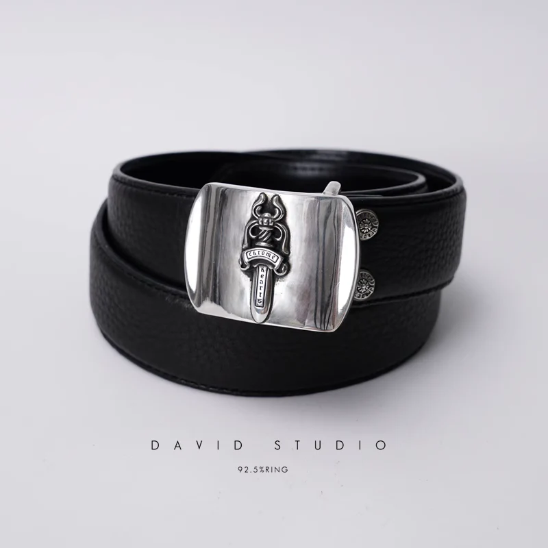 DAGGER BUCKLE COWHIDE LEATHER BELT