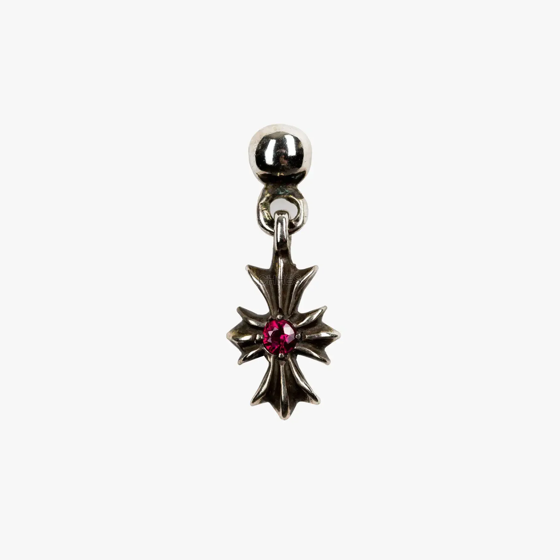 CHROME HEARTS TINY E CH PLUS DROP EARRINGS WITH DIAMONDS