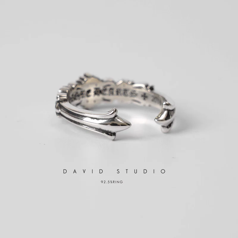 CHROME HEARTS BABY DOUBLE FLORAL CROSS RING