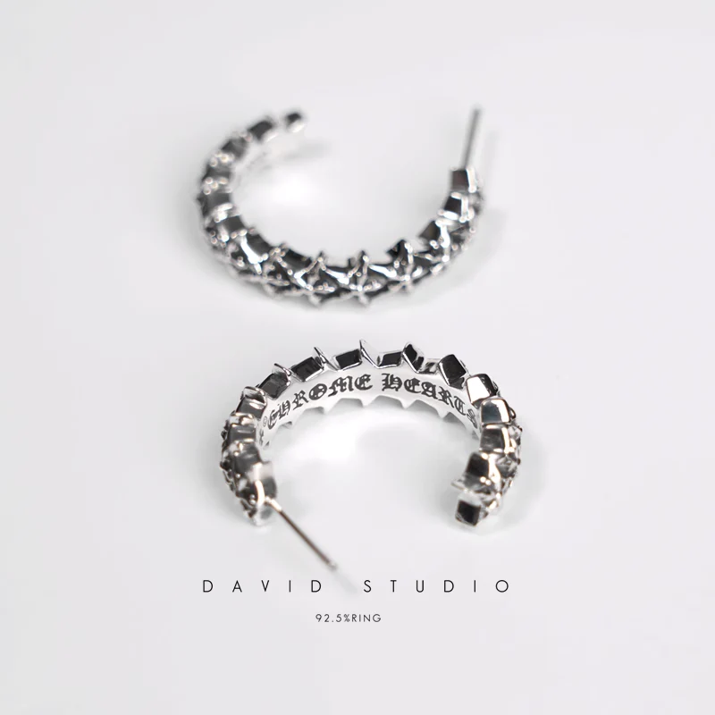 CHROME HEARTS 5 SIDED STAR HOOP EARRINGS