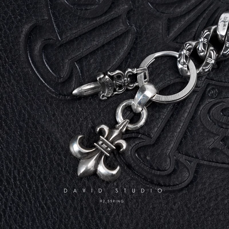 CHROME HEARTS FANCY LINK KEY CHAIN WITH BS FLEUR AND DAGGER KEY RING