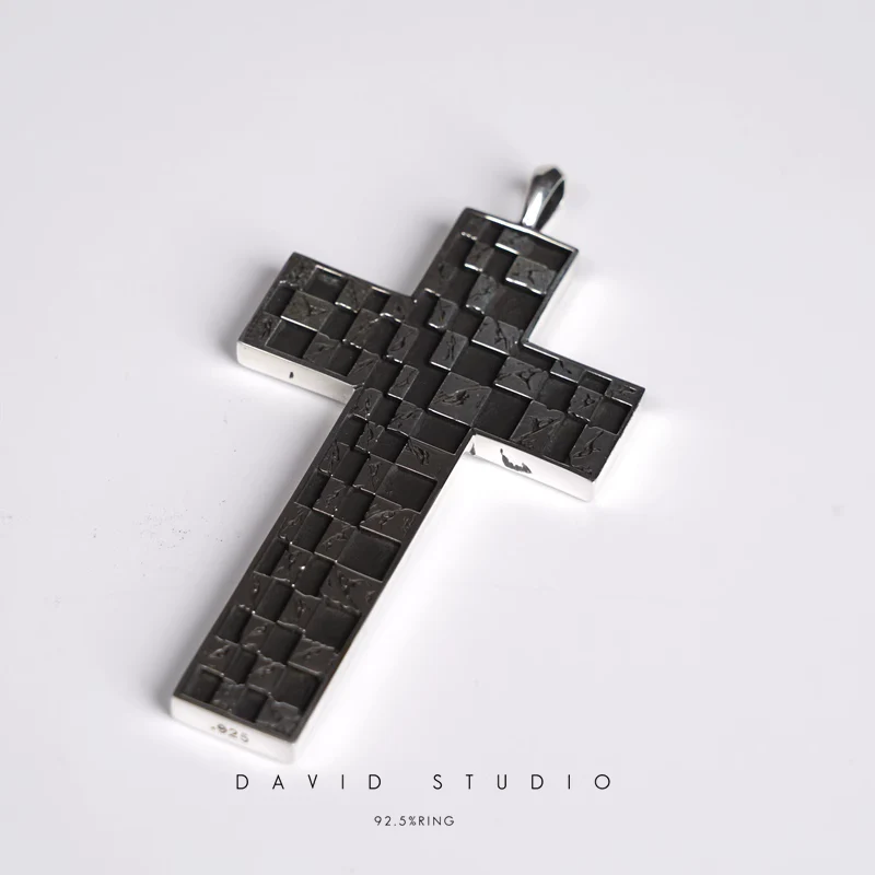CHROME HEARTS CHESSBOARD CROSS PENDANT