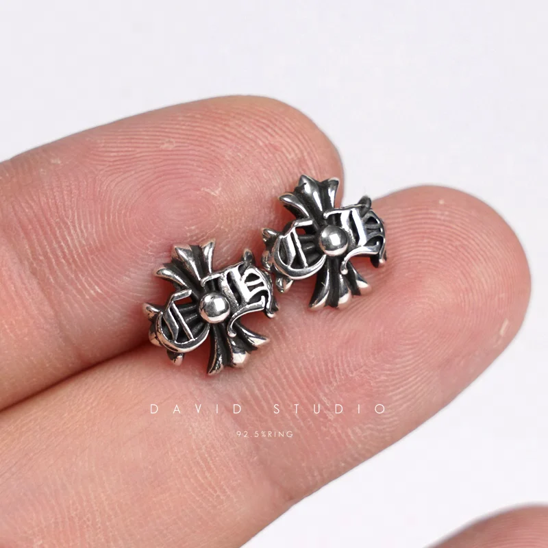 CHROME HEARTS CH LOGO PLUS STUD EARRINGS