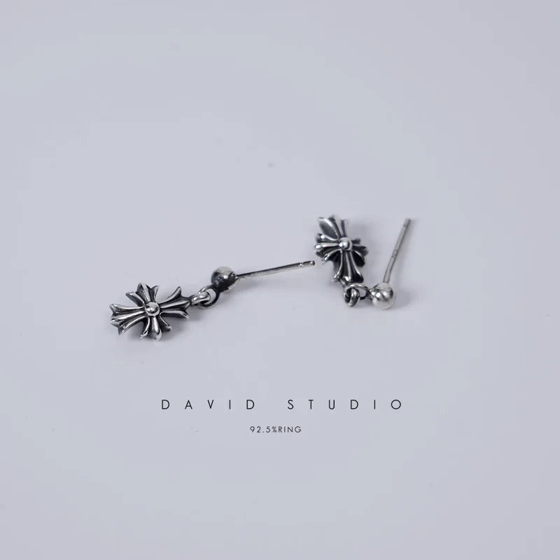 CHROME HEARTS TINY E CH PLUS DROP EARRINGS
