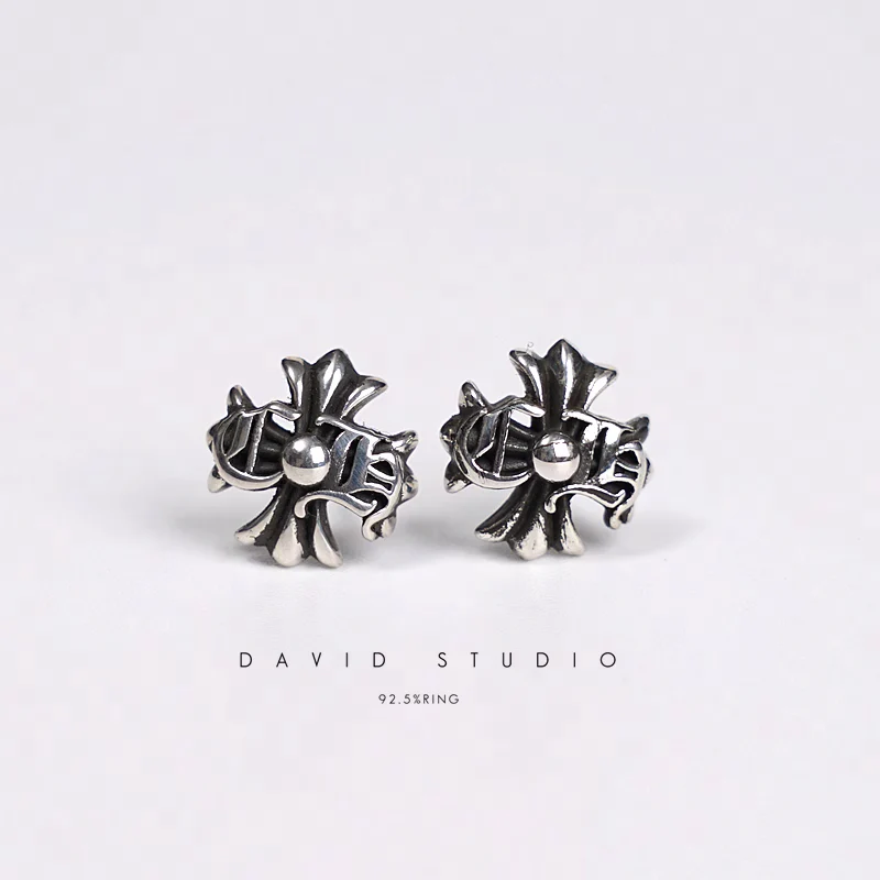 CHROME HEARTS CH LOGO PLUS STUD EARRINGS