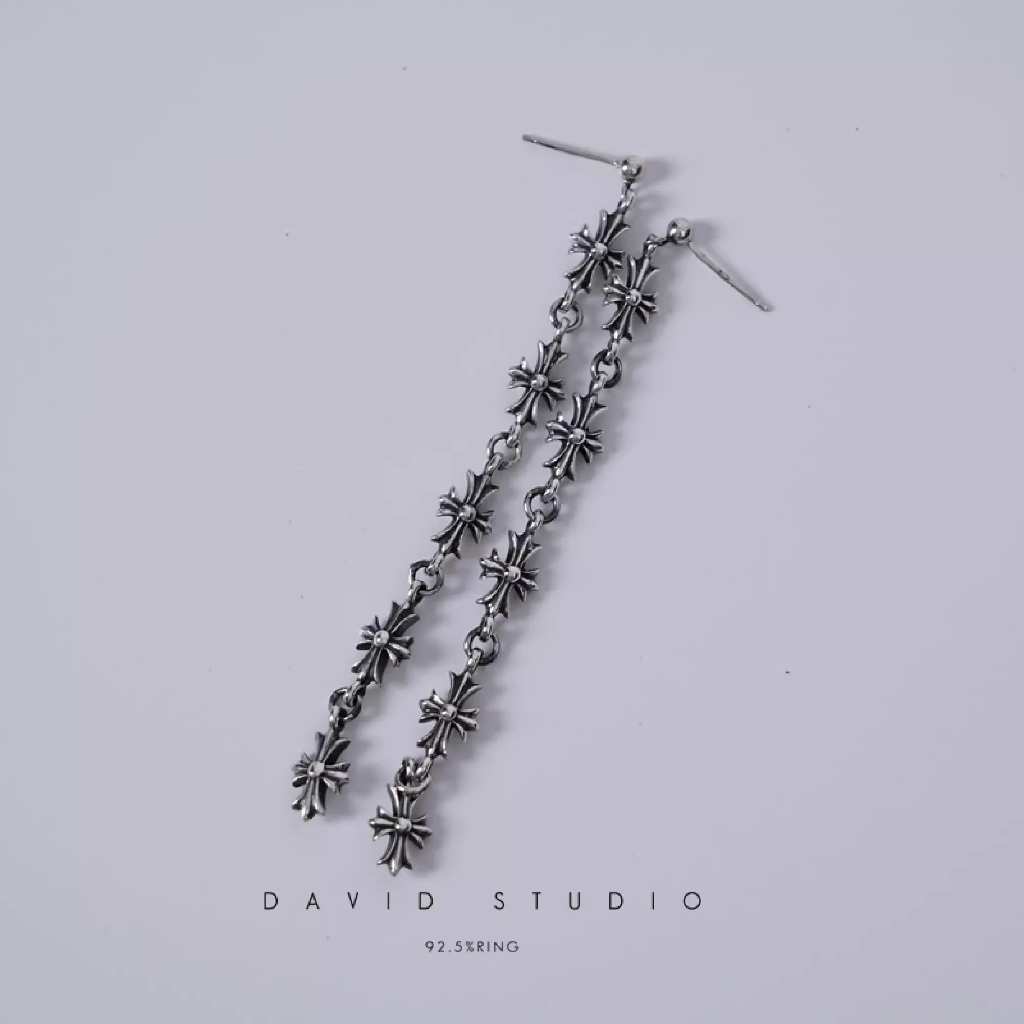 CHROME HEARTS 5 DROP CROSS EARRING