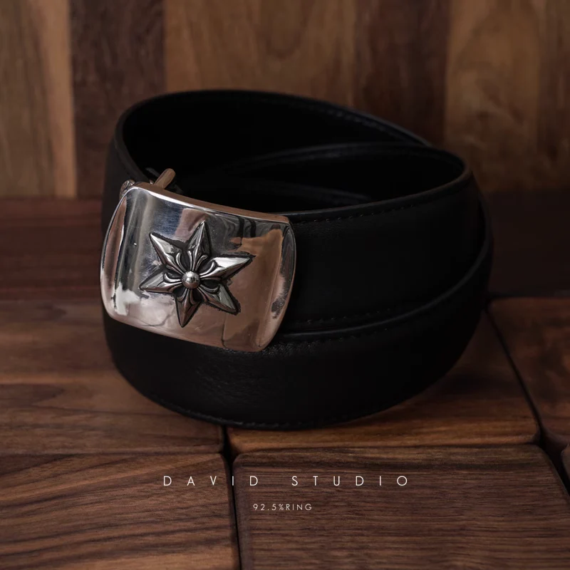 STAR BUCKLE COWHIDE LEATHER BELT