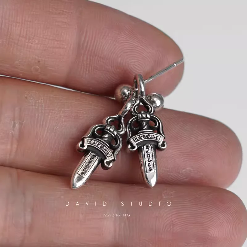 CHROME HEARTS DAGGER DROP EARRING WITH DIAMOND