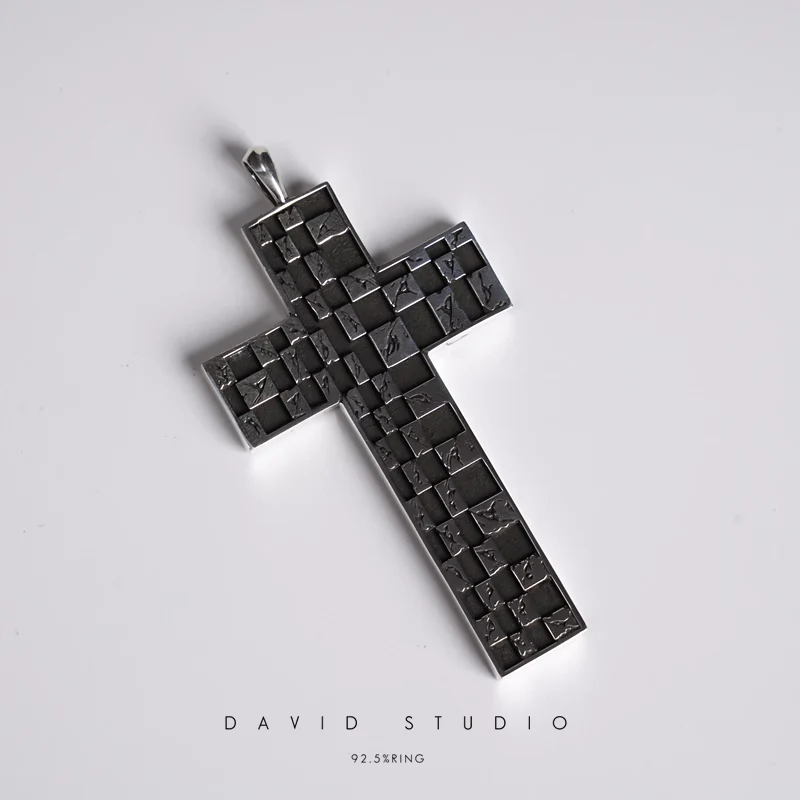 CHROME HEARTS CHESSBOARD CROSS PENDANT
