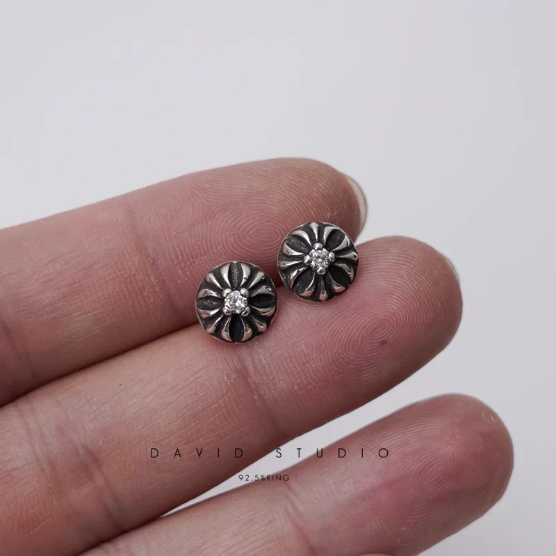 CHROME HEARTS CROSS BALL STUD WITH DIAMOND