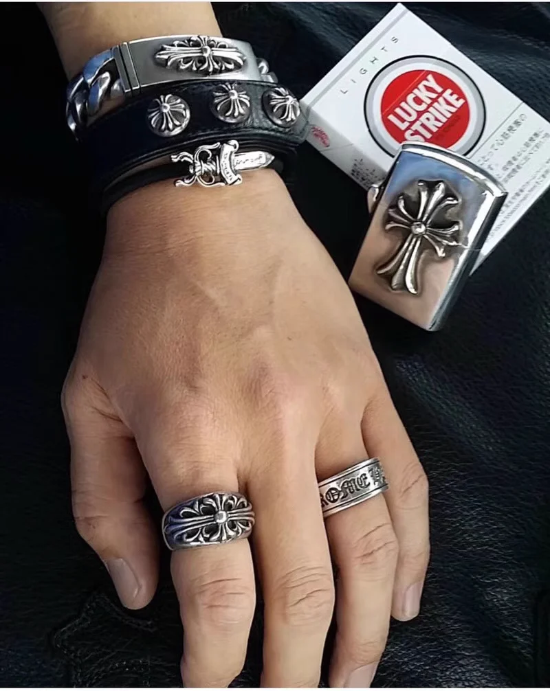 CHROME HEARTS SCROLL LABEL RING