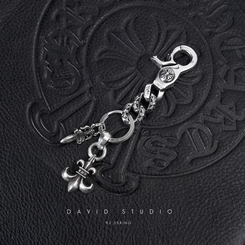 CHROME HEARTS FANCY LINK KEY CHAIN WITH BS FLEUR AND DAGGER KEY RING