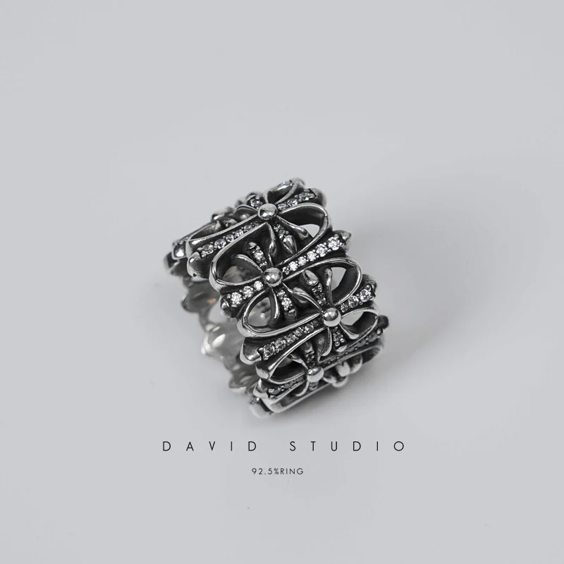 CHROME HEARTS CEMETERY RING WITH DIAMONDS