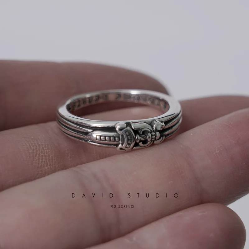 CHROME HEARTS BABY CLASSIC FLORAL CROSS/DAGGER/FLEUR TAIL RING