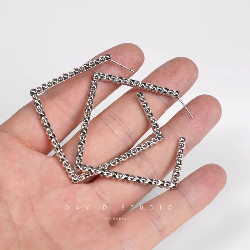 CHROME HEARTS CH PLUS SQUARE HOOP EARRINGS